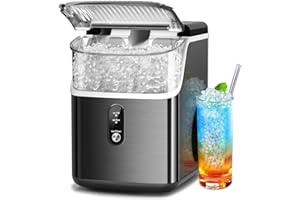 Countertop Ice Maker,9 Bullet Cubes, 2 Ice Sizes, 22 lbs/24H with Ice Basket & Scoop, Self-Cleaning