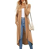 Newchoice Womens Long Cardigan Summer Casual Draped Open Front Lightweight Long Sleeve Cardigan Duster with Pockets