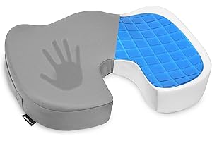 Elantrip Gel-Enhanced Memory Foam Seat Cushion, Ergonomic, Non-Slip Comfort Pad for Office, Car, Gaming Chairs - Cooling Design for Coccyx, Back, Sciatica Pain Relief with Washable Cushion Cover