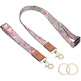 Wisdompro Lanyards for Keys, Cute Wrist & Neck Lanyard for Women, Breakaway Lanyard for ID Badges, Car Keys, Wallet - Ash Gray Flower