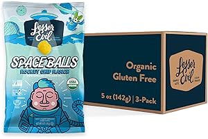 LesserEvil Ranch Rocket Ship Space Balls, Premium Quality, Minimally Processed, No Vegetable Oil, 5 oz, Pack of 3