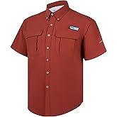 Tuna Men's Fishing Outdoor Button Down UPF 50+ Sun Protection Waterproof Hiking Short Sleeve Shirts