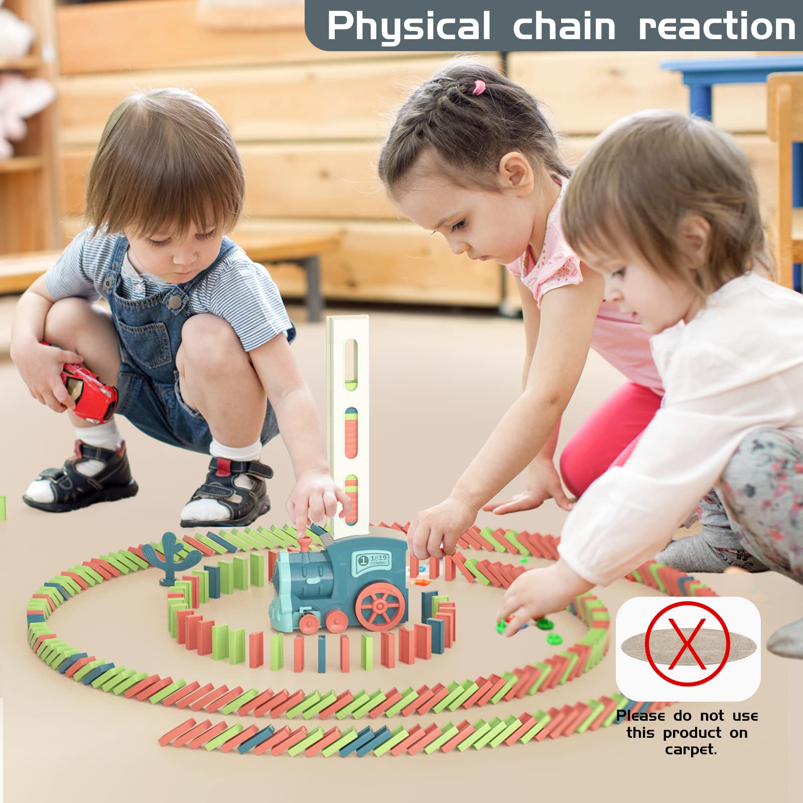 Domino Train Toys Kids Games - Automatic Stacking Creative Game 3+ Year Old - Stem Montessori Toy for Boys 4-6 - Summer Autistic Christmas Birthday Gifts 5 6 Toddler Ages 4-8 180PCS