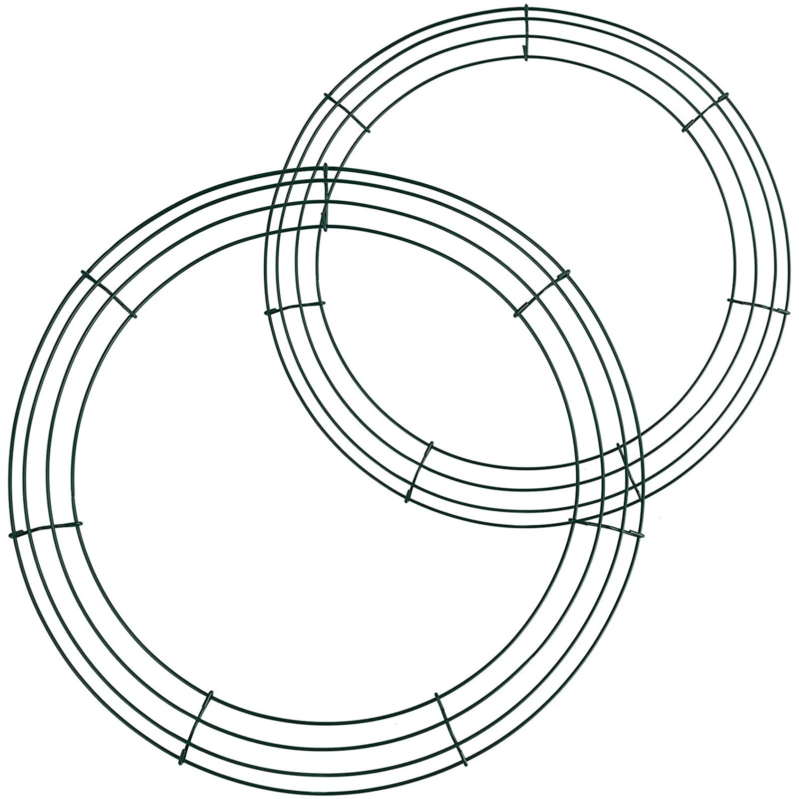 2Pc Green Christmas Wire Wreath Rings 12/14 Inch Large Round Metal Wire Wreath Frame,Wire Wreath Making Ring Base Wire Wreath Form for Xmas Door/Wall Decor DIY Crafts,Christmas Wreath Making Supplies