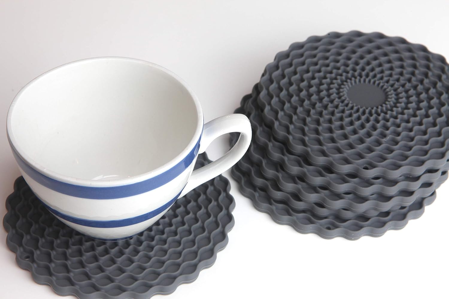 Grey Drinks Coasters Set of 6 by Stone & Thyme, a UK Brand. Non Slip - Image 3