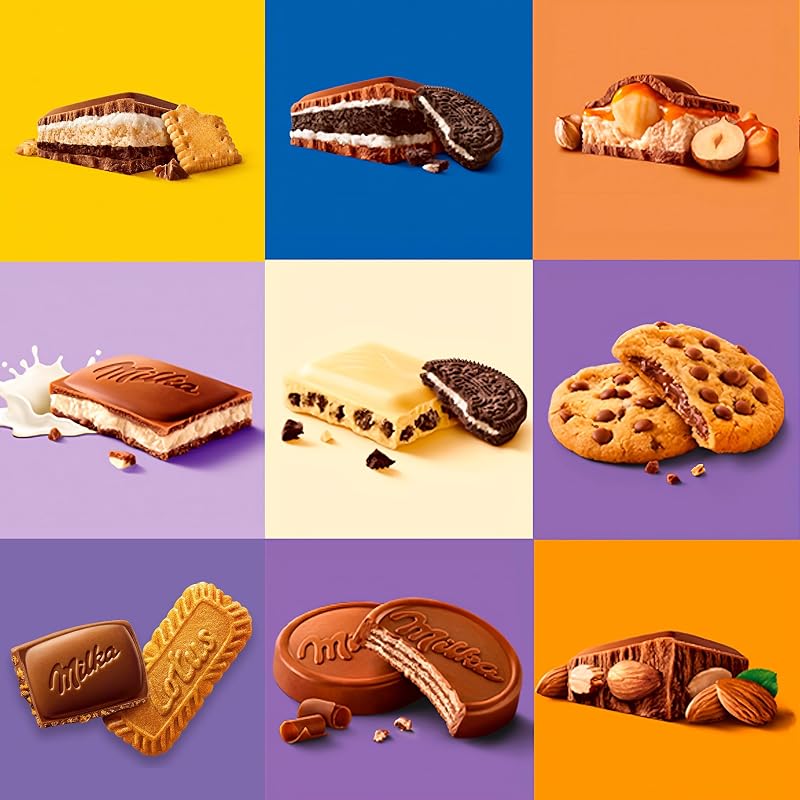 Barra grande de chocolate ao leite alpino milka mmmax choco swing com biscoito, recheio de creme de leite e recheio de creme de cacau 300g