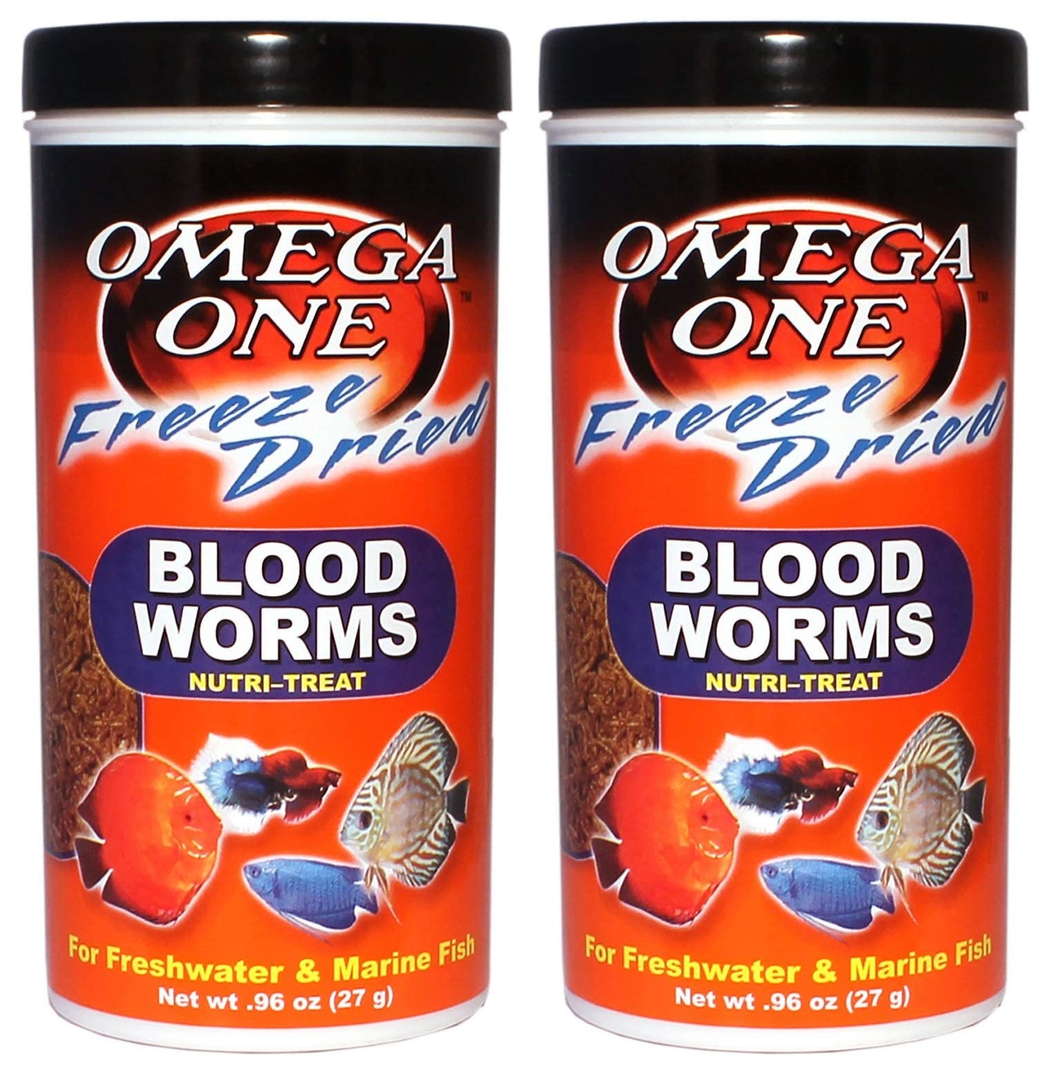 Omega One Freeze Dried Blood Worms 0.96oz 2-Pack
