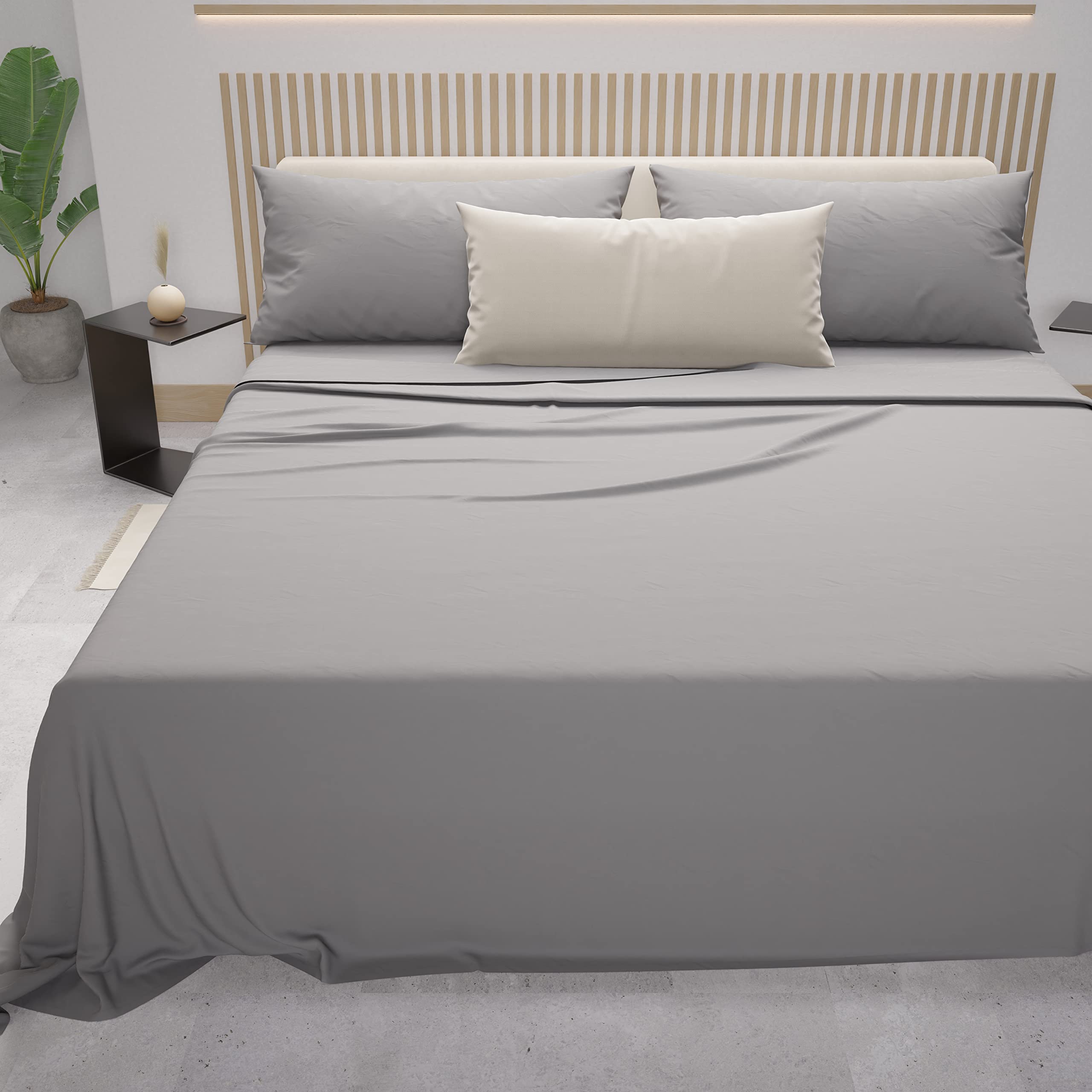 PETTI Artigiani Italiani - Cotton Sheets, French Double Bed Sheets, Double Bed Set, Pearl Grey, 100% Made in Italy — image 1