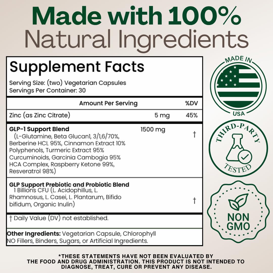 GLP-1 Supplement for Women and Men | Hunger & Metabolism Support - Expert Formulated to Support GLP1 | Probiotic and Prebiotic (60 Capsules)