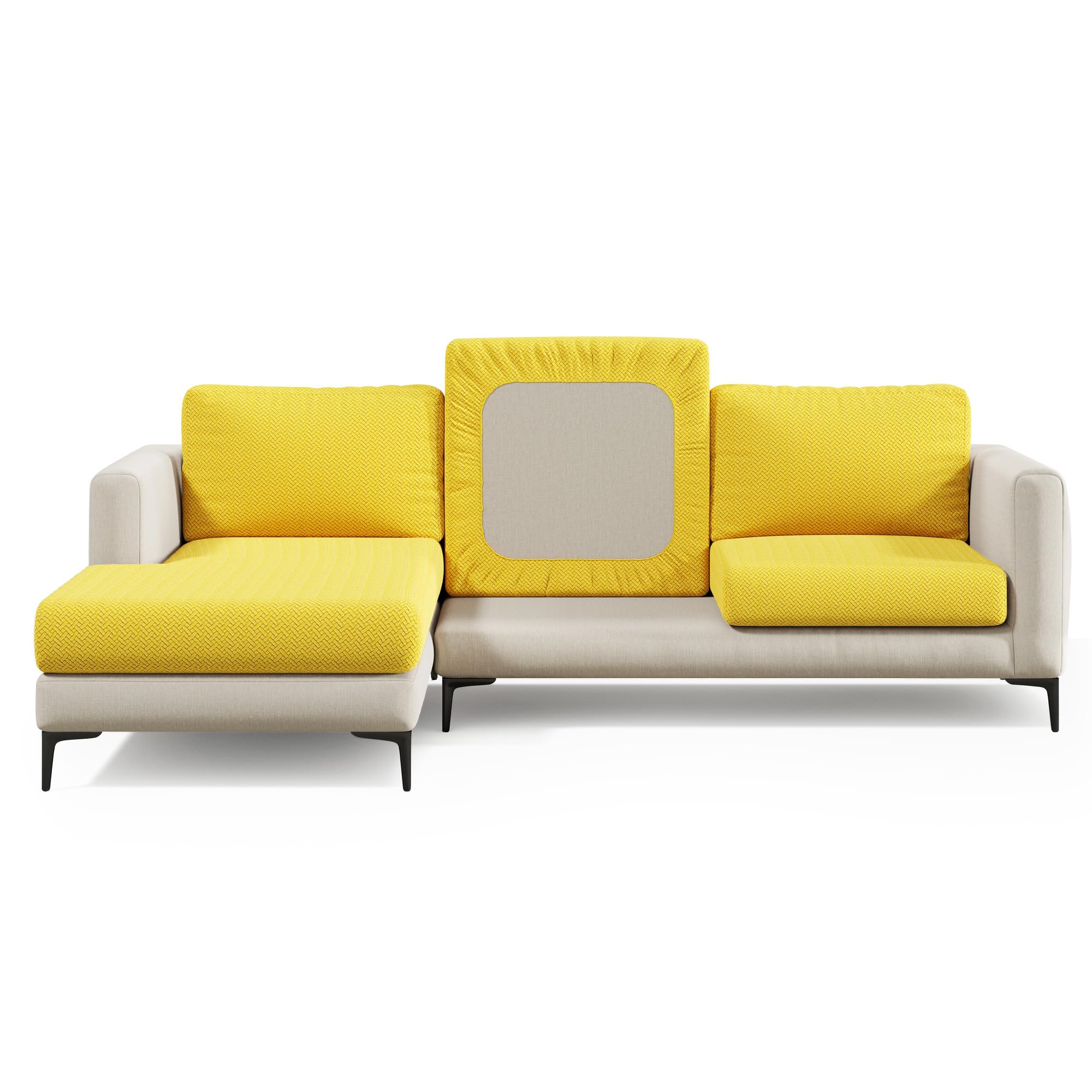 Nolan Interior Magic Sofa Cover - Classic Jacquard Chaise Couch Cover - Pet Proof, Easy Install, Stretchy Slipcover - Large, Yellow