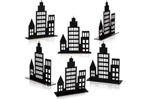 Geelin 6 Pcs Skyscraper Party Decoration Hero Theme Centerpieces New York City Decor City Skyline Building Centerpiece for Halloween Christmas Party Favors Comic Birthday(Hollow Style,Black)