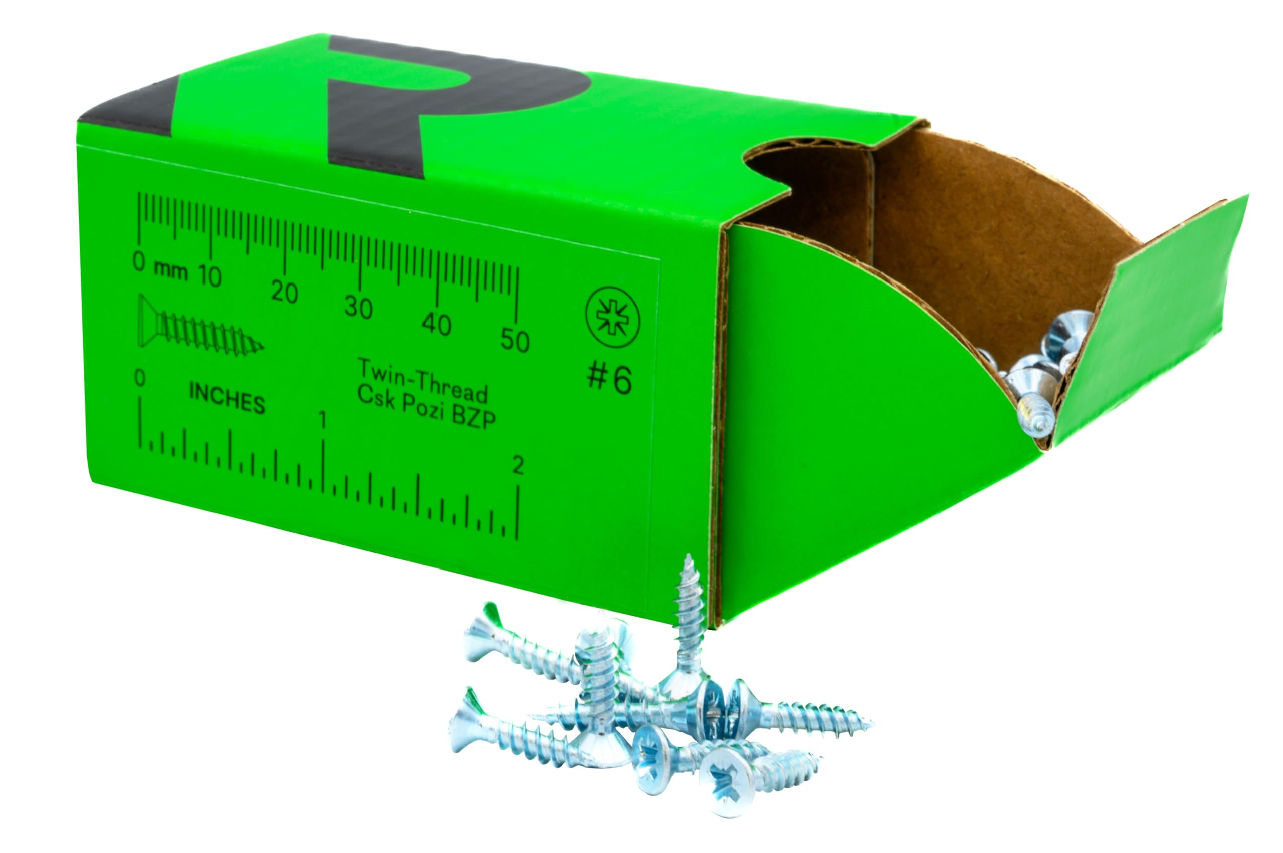 RIKA TWSR006 6 x 5/8in Twin-Thread CSK BZP Woodscrew 200pk Pozi Drive Versatile Timber Wood Screws For Use With Chipboard MDF Softwood Hardwood Masonry With Plug