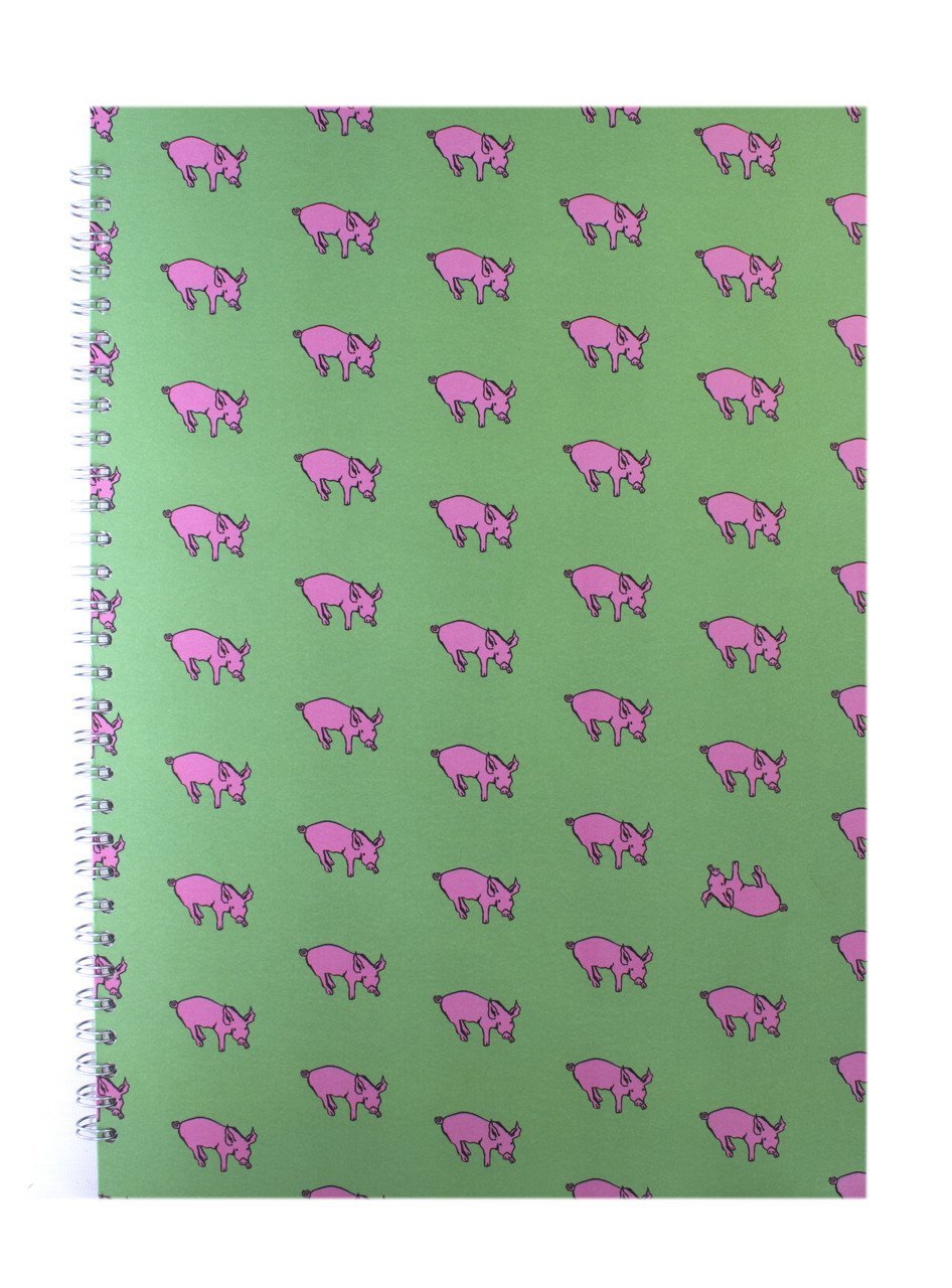 Pink Pig A3 Portrait Sketchbook | White Cartridge, 35 Leaves | Meadow Green