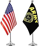 WXTWK 2 Pack American USA Gold Crest Desk Flag