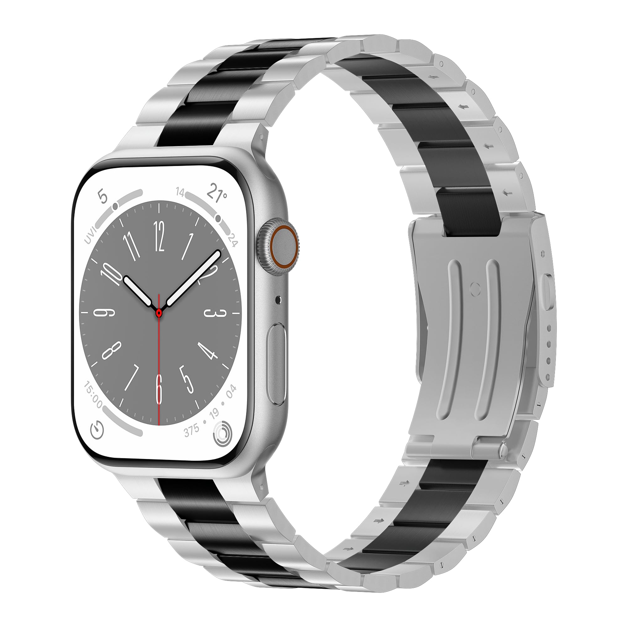 iitee Ultra 3 Watch Strap Compatible with Apple Watch 49mm 46mm 45mm 44mm 42mm, Upgraded Stainless Steel Wristband for iWatch Ultra 2, Series 11-1, SE 3, Silver/Black