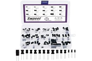 Swpeet 90Pcs 15 Values Inductor 10UH - 20MH Assortment Kit, High Self-Resonance Frequency Choke Coil Inductors DIP Radial Power Choke Inductors for PVC or UL Tube (90)