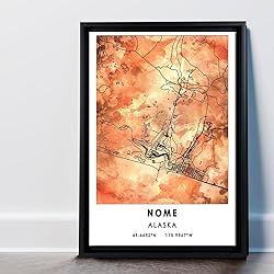 Nome Map Poster, Alaska Map Art Poster, Map Decor