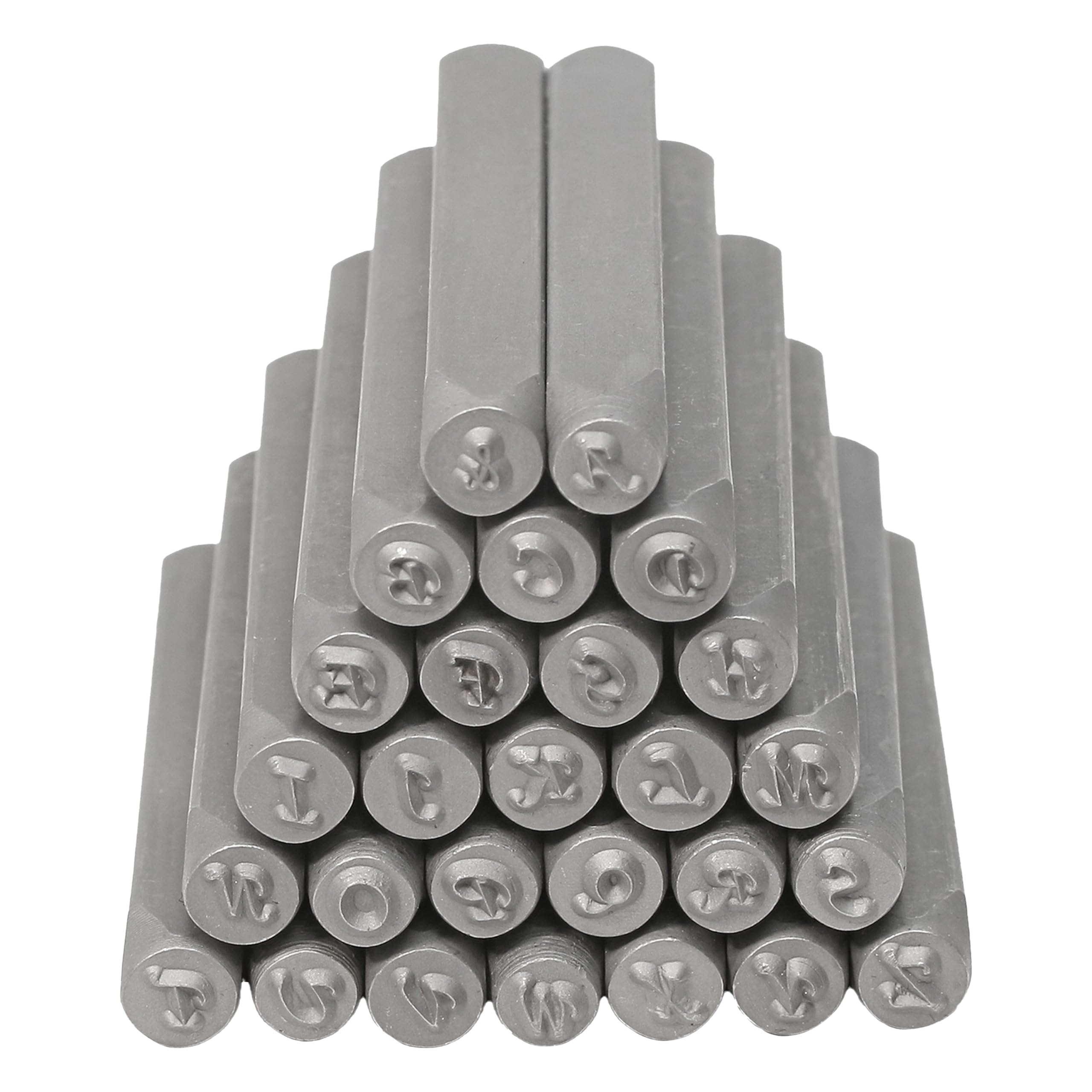 The Beadsmith Steel Alphabet Stamps - Metal Elements - 27-Piece 3mm Uppercase Calligraphic Font - A-Z Letters Plus “&” Symbol - Storage Case Included - Used for Stamping & Personalizing Soft Metals