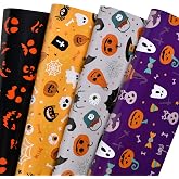 PlandRichW Halloween Wrapping Paper 12 Sheets Folded for Boys Girls Kids Man Women,Pumpkin Spooky Witch Hat Bat Halloween Dec