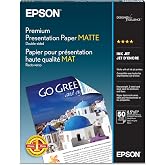 Epson Premium Presentation Paper Matte DoubleSided 8.5x11 50 sheets S041568 | Heavy weight, double-sided card stock with eleg