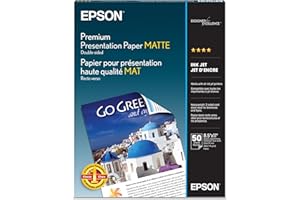 Epson Premium Presentation Paper MATTE (8.5x11 Inches, Double-sided, 50 Sheets) (S041568),Bright White