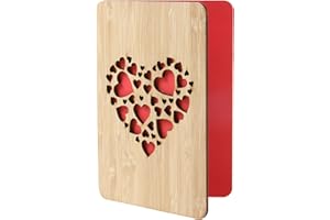 I Love You Handmade Bamboo Card,Wooden Greeting Cards for Valentines Day, Anniversary,Birthday,Gifts for Wife, Husband,Him,or