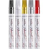 Overseas Oil Based Paint Pens, 5 Colors Metallic Permanent Paint Markers | Medium Tip, Waterproof, Quick Dry, Fade Resistant, Assorted Colors Marker Pen for Metal, Wood, Rock, Glass, Plastic, Rubber
