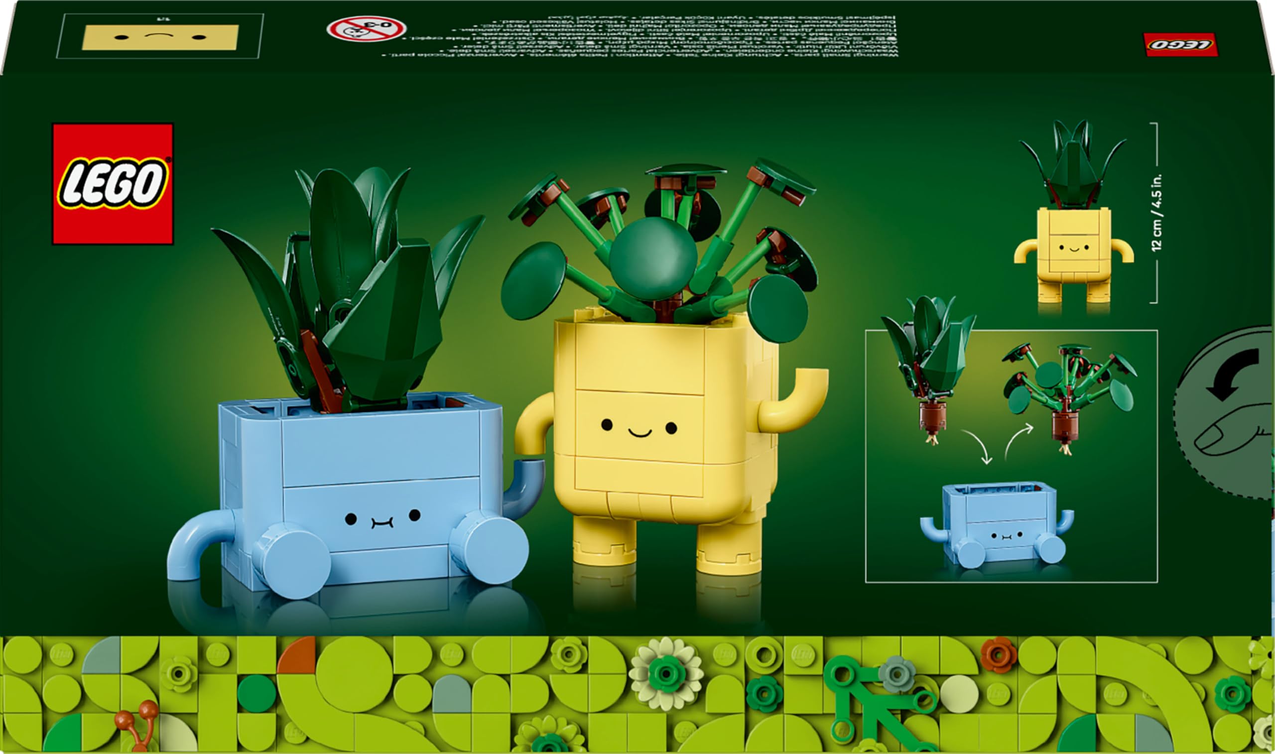 LEGO Botanicals Fröhliche Pflanzen - Spielzeug für Kinder mit 2 Kunstpflanzen, 2 bunten Blumentöpfen & austauschbaren Cartoon-Gesichtern - Geschenkidee für Mädchen ab 9 Jahren - 10349 10