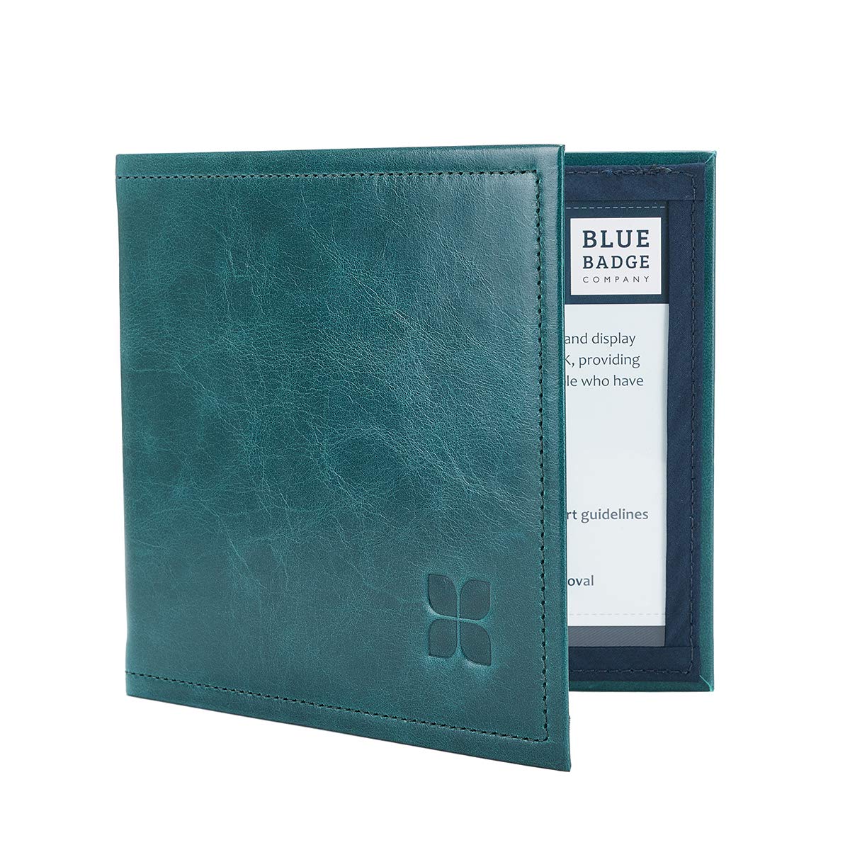 Blue Badge Co Italian Leather Parking Wallet in Dark Green Parking Permit Cover for Disabled Badge, Hologram Safe Design, Free Timer Clock Included, Fits New Badge