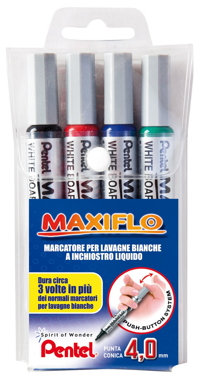 MWL5S Pentel Maxiflo Dry Wipe Chisel Tip Marker-Assorted