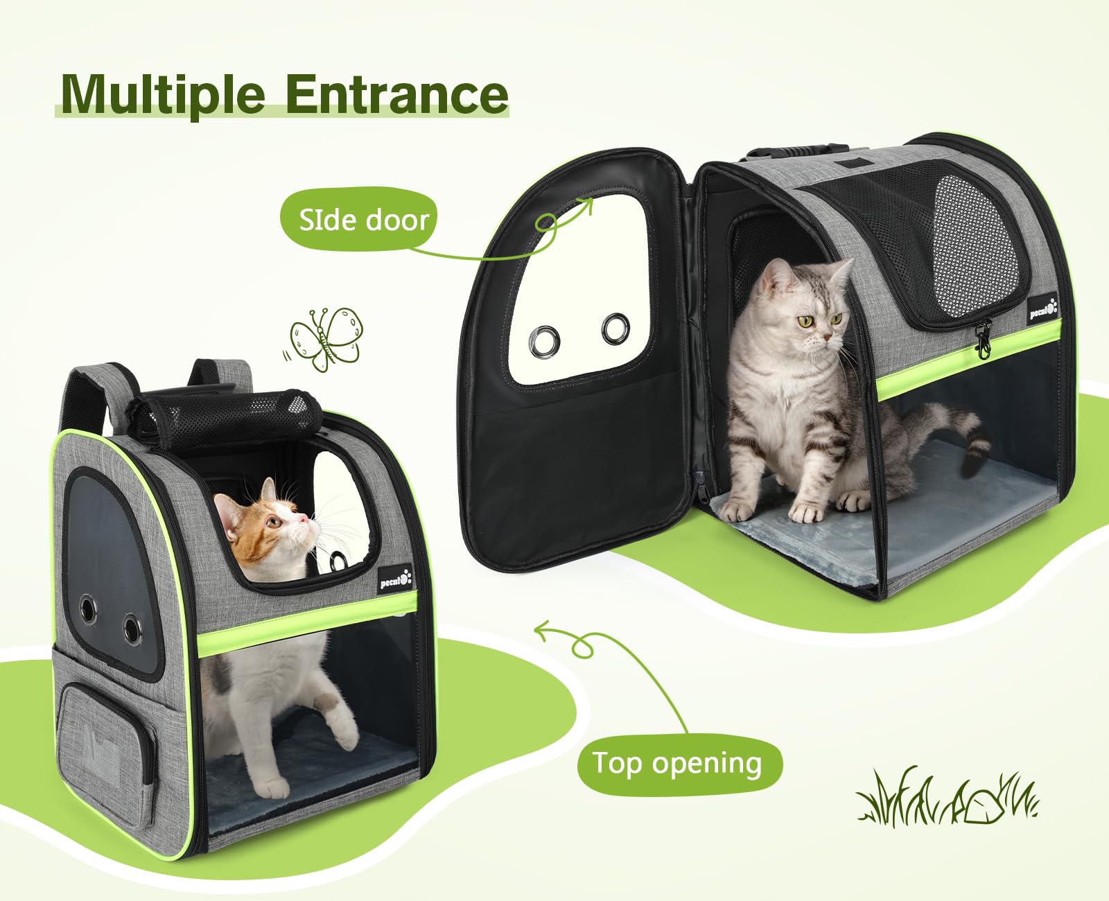 Pet Carrier Backpack, Cat Backpack Carrier, Expandable with Breathable Mesh for Small Dogs Cats Puppies, Dog Backpack Carrier for Hiking Travel Camping Outdoor