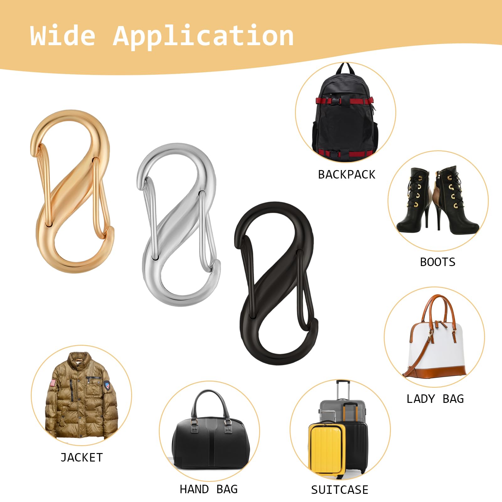 Ouligay 12 Piece Zipper Lock Clips, Backpack Locks Zipper, Replacement Zipper Pulls, Small Dual Opening Spring Clips, Anti-Theft S Small Carabiner Clips for Camping Fishing Traveling Outdoor Sports
