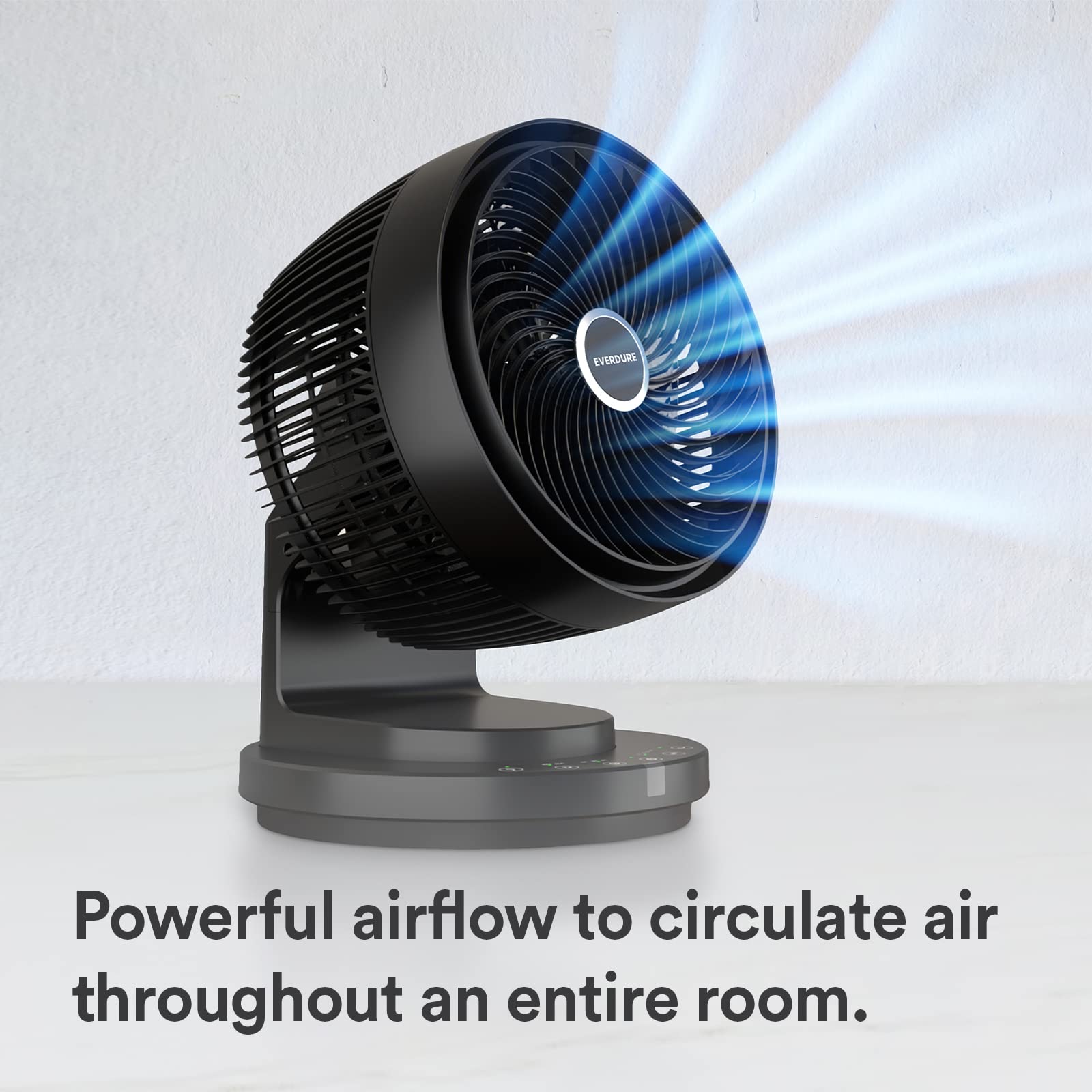 Everdure 9” Oscillating AC Desk or Table Fan, Remote Controlled, 4 Speed Settings, 2 Wind Modes, Targeted Airflow Control, Portable, Perfect for Bedroom, Living Room, Home Office, Black