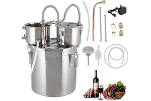 8 Gal Still, Double Cooled Still, Home Commercial Style Brewing Kit with 3 Stainless Steel Barrels with Built-in Thermometer 