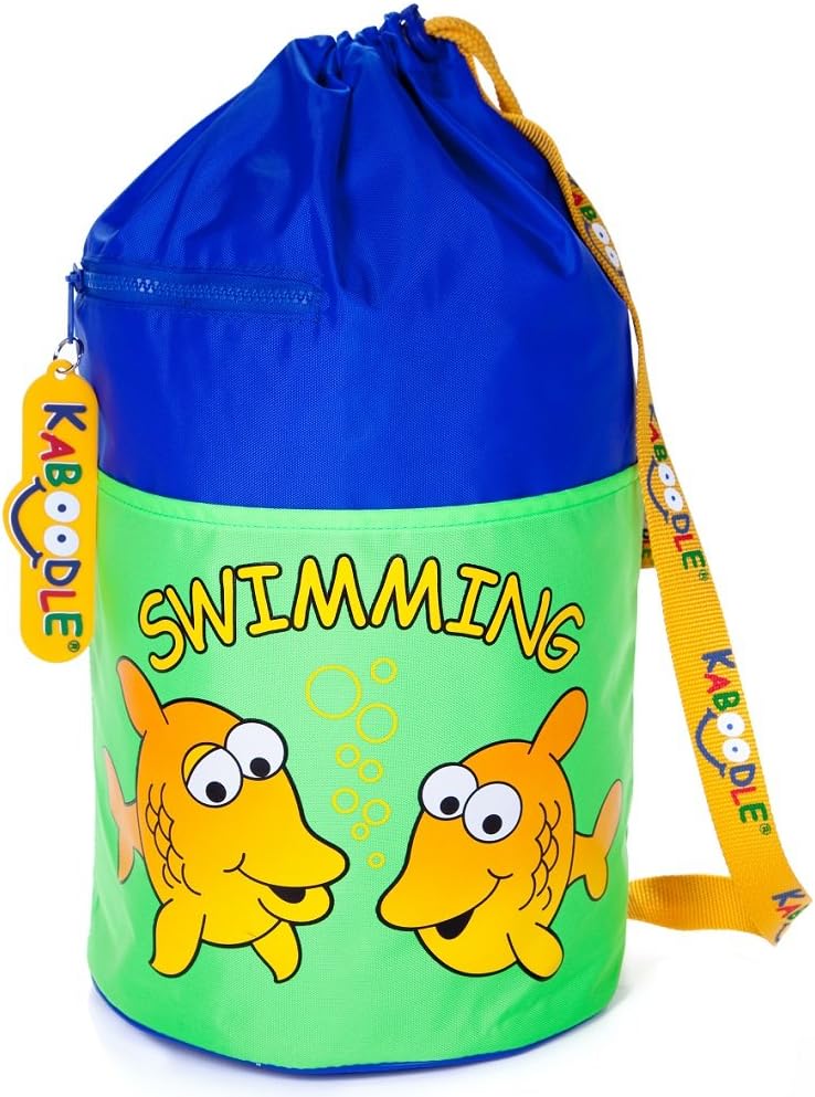 Kaboodle Childrens Waterproof Swim and Sports Bag - Royal Blue and Lime Fish