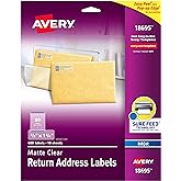 Avery&reg; Printable Return Address Labels, Sure Feed&reg; Technology, 2/3" x 1-3/4", Matte Clear, 600 Blank Mailing Labels (18695)
