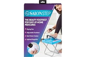Salon Step The Beauty Footrest for Easy at-Home Pedicures, Treat Your Feet, No More Bending or Stretching with LED Magnifier, Drying Fan, Adjustable Foot Rest, Non-Slip Sturdy Legs & Built-in Storage