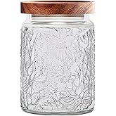 yoqelt Vintage Glass Jars with Wooden Lids, 24 oz Airtight Glass Food Storage Containers Sets for the Kitchen, Sugar Coffee Tea Cookie Candy Spice Pasta