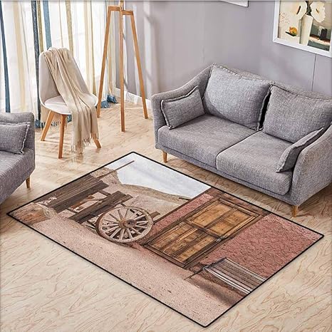 Amazon Com Kids Rug Barn Wood Wagon Wheel Abandoned Old