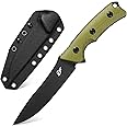 Eafengrow EF125 Fixed Blade Knife 14c28n Steel Blade Coated Black Titanium, G10 Handle Scales Fixed Knifes for Outdoor Camping Hunting Survival EDC Tool Knives with Kydex Sheath