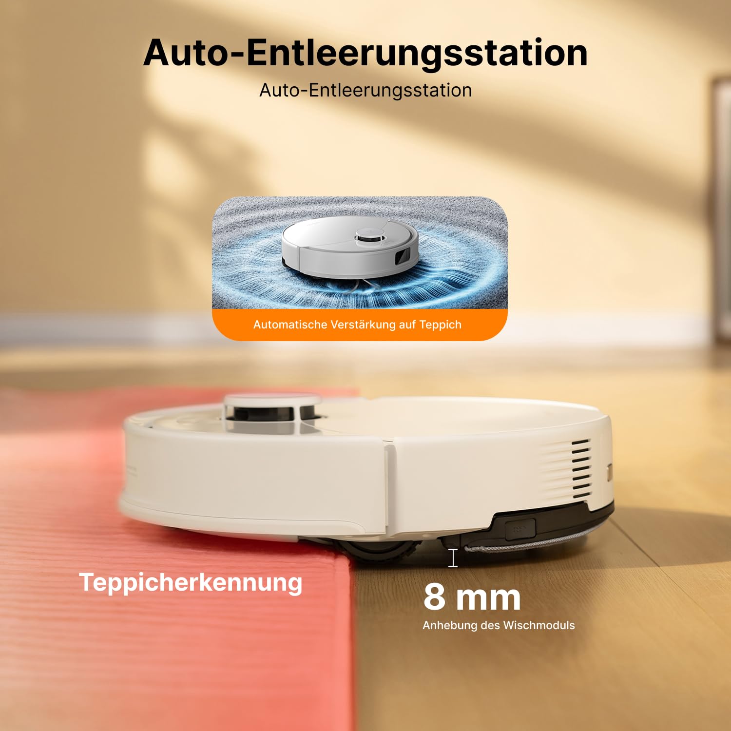 roborock Q10 X5+ Saugroboter mit Wischfunktion, Auto-Entleerungsstation für 7 Wochen,10000 Pa Saugkraft, Dual Anti-Tangle System, intelligente Hindernisvermeidung, PreciSense-LiDAR Navigation, Weiß 6