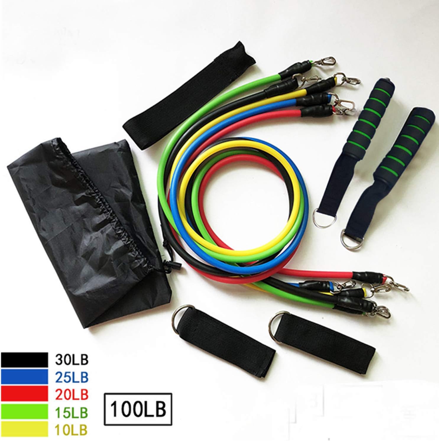 ERIUAES 11PC Premium Resistance Bands Set, Workout Bands - Set Resistance Band Yoga Pilates Abs Exercise (A)