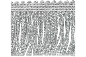 Trims by the Yard 2" Metallic Chainette Fringe Silver Cut Trim, 1" / 5 Yards/Mettalic