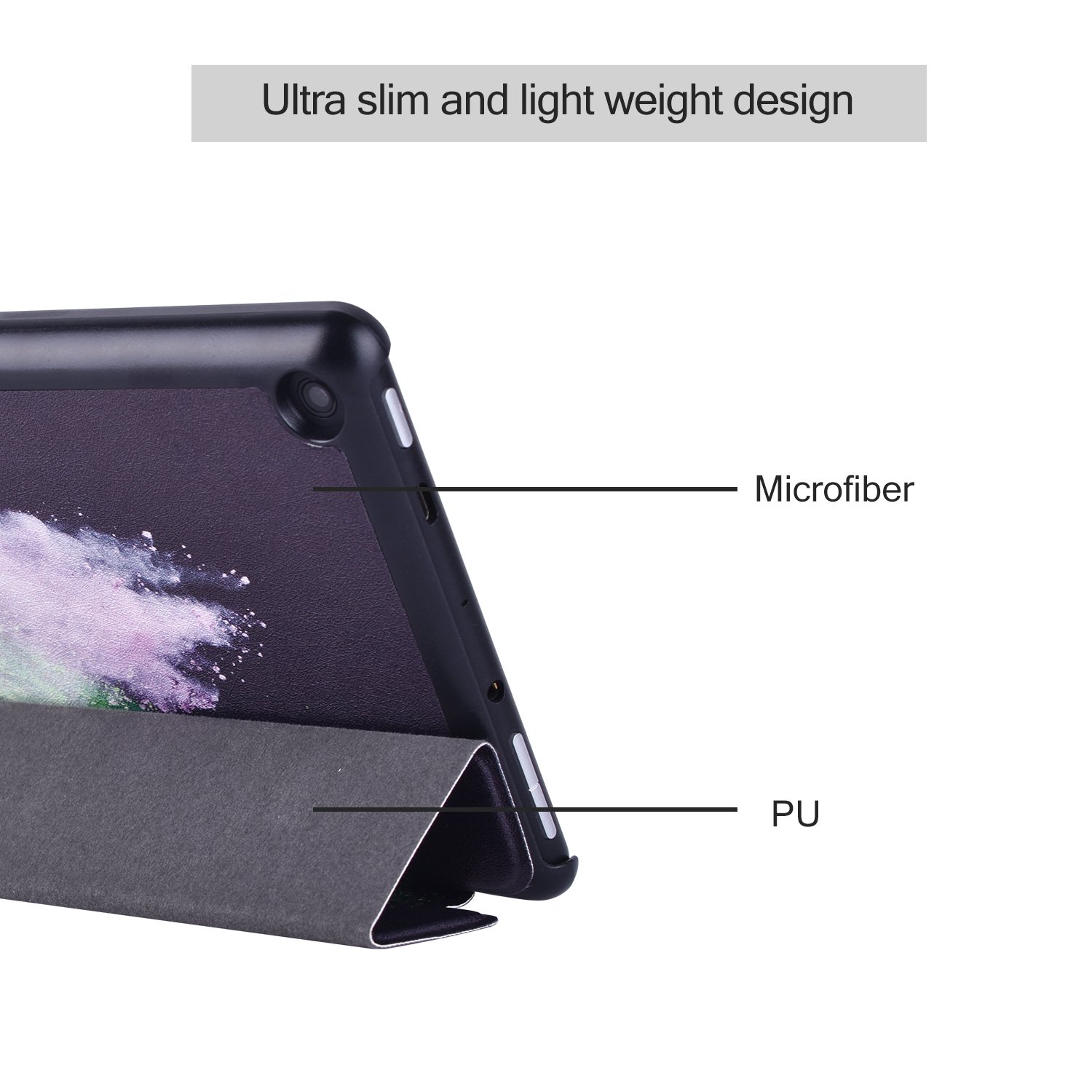 Dopup Fire 7 Folio Case for All-New Amazon fire 7, PU Leather Stand Folding Cover for Amazon New 7th Gen 2017 Release Slim Fit Ultra Lightweight with Auto Wake/Sleep(Color Fun)