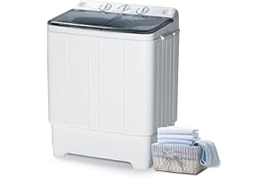 linor Portable Washing Machine, 24 Lbs Mini Compact Twin Tub Washing Machine, Washer and Dryer Combo for Apartment, Dormitory, Mini Laundry Washer Semi-automatic & Gravity Drain (Gray)