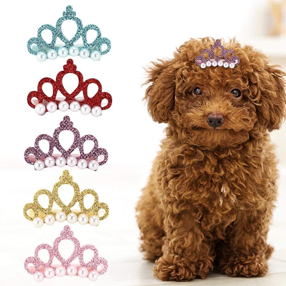 Tnfeeon 25PCS Crown Hair Clip for Pet Colorful Shining Hairpin Grooming Accessories for Cat Medium Small Cat Dog - Image 3