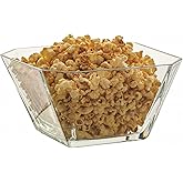LAV Clear Glass Serving Bowl for Salad, Popcorn, Fruits 64.25 oz, Unique Geometric Squared Shape, Modern Design for Your Servings, Great Choice for Casual Gatherings and Family Dinners