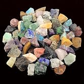 3.6lbs Bulk Natural Rocks for Tumbling,25Kinds Rocks Minerals Collections Raw Crystals Rough Stones for Polishing Gemstones Crystals and Healing Stones for Wicca Reiki (3.6lb(60-80pcs))