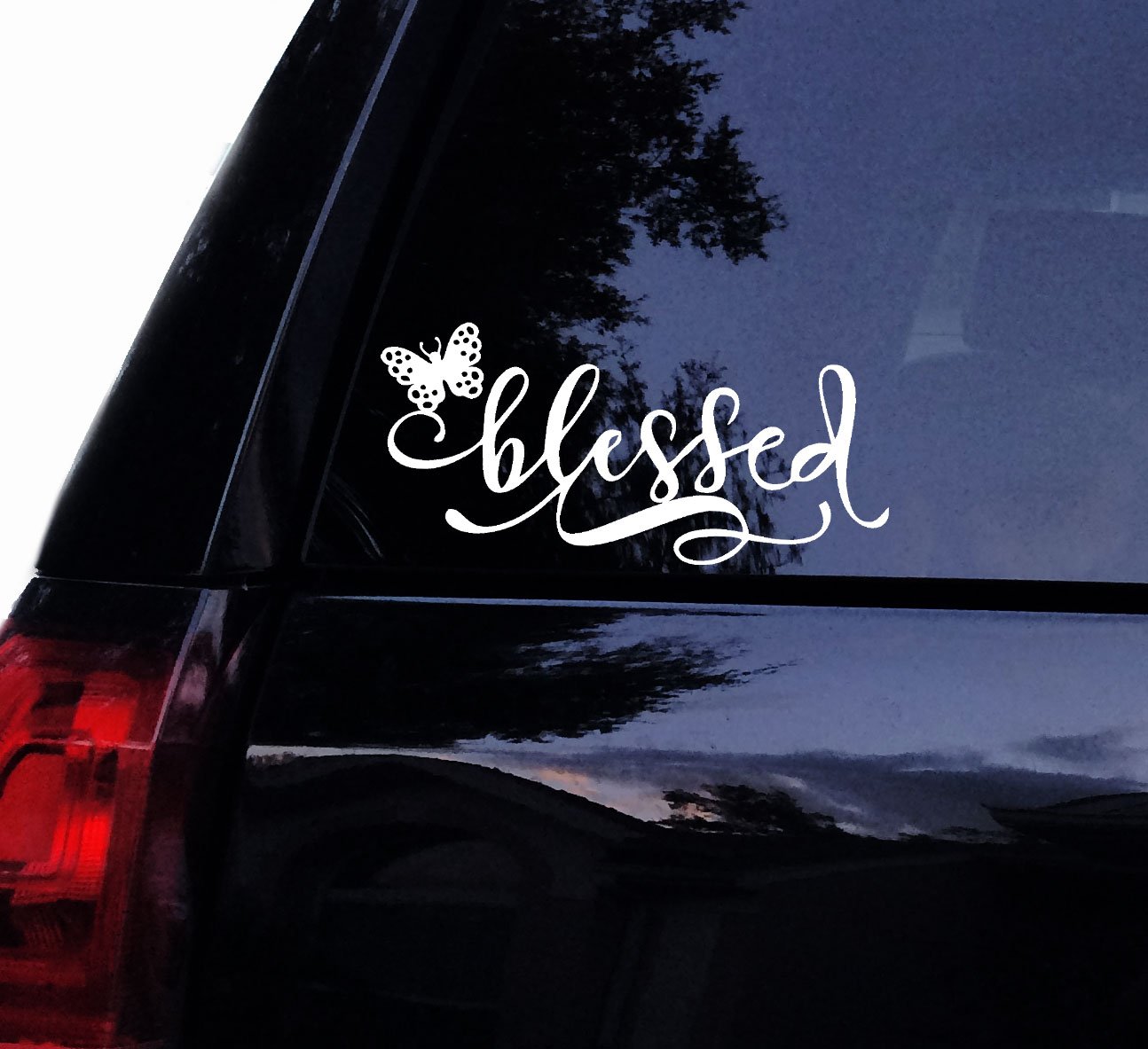 Blessed Vinyl Decal Butterfly Laptop Car Window Wall Decor Sticker (5", White