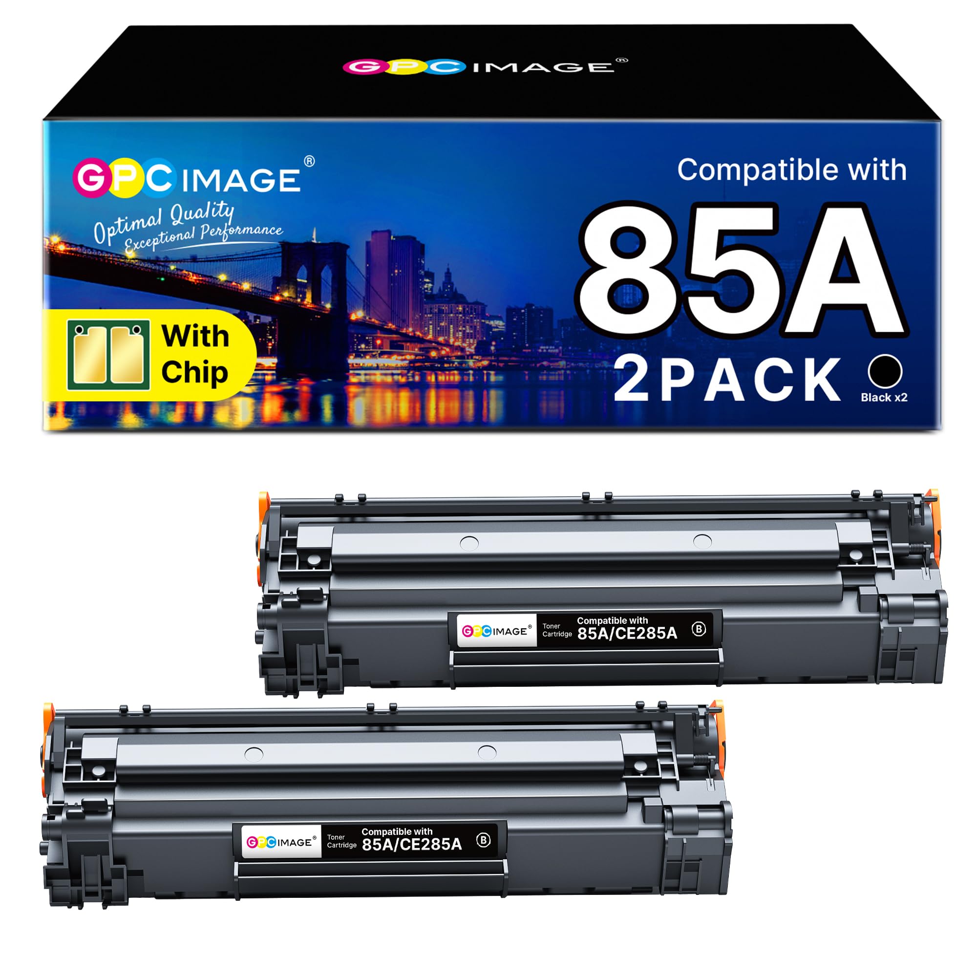 GPC Image 85A Toner Compatible for HP 85A CE285A Black Toner Cartridge for P1102W P1102 P1100 P1106 M1136 M1130 M1132 M1134 M1212 M1212NF M1213NF M1132MFP M1217NFW M1134MFP M1136MFP (Black, 2-Pack)